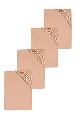 4 Adet Düz Pamuklu Tek Kişilik 80 x 200 x 30 cm Lastikli Penye Çarşaf