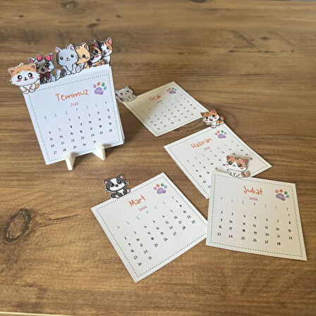 2026 Takvim - Kediler Masaüstü Takvim- Standlı Takvim