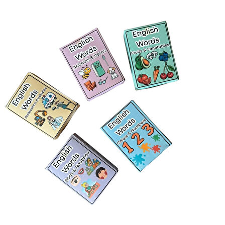 40 Adet Meslekler ve Araçlar İngilizce Çalışma Kartları (105x70 mm)