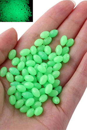 Eagenset Fosforlu Glow Yeşil 4x5mm Silikon Yumuşak Boncuk Olta Takımı, Çapari, Jig Yapım Malzemesi 50 Adet