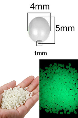 Eagenset Fosforlu Glow Beyaz 4x5mm Silikon Yumuşak Boncuk Olta Takımı, Çapari, Jig Yapım Malzemesi 50 Adet