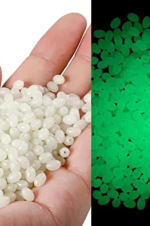 Eagenset Fosforlu Glow Beyaz 4x5mm Silikon Yumuşak Boncuk Olta Takımı, Çapari, Jig Yapım Malzemesi 50 Adet