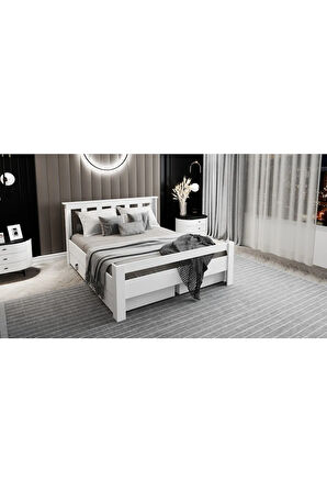 Arya Çift Kişilik 160x200 Yatak Uyumlu Mdf Beyaz Çekmeceli Karyola