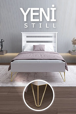 YENİ STİLL 90x190 Yatak Uyumlu Mdf Beyaz Tek Kişilik Karyola