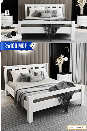 Still 160x200 Yatak Uyumlu Çift Kişilik Mdf Beyaz Karyola