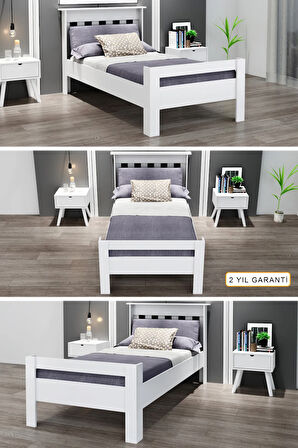 Still 90x190 Yatak Uyumlu Beyaz MDF Tek Kişilik Karyola