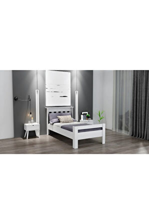 Still 120x200 Yatak Uyumlu Tek Kişilik Beyaz Mdf Karyola Msty-120x200