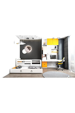 Yavrulu Mdf Beyaz 90x190 Yatak Uyumlu  Karyola