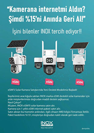 inox X14 4 Kameralı Solar Güvenlik Kamerası | Sım Kartlı & Esım Destekli | Kablosuz Güneş Enerjili