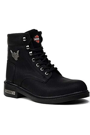 CİPELA Darkworld Harley Modeli Kışlık Kauçuk Taban Bot Unisex Postal Bot Siyah