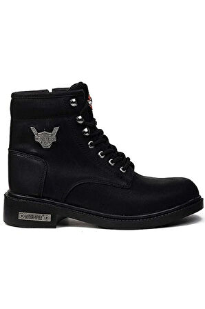 CİPELA Darkworld Harley Modeli Kışlık Kauçuk Taban Bot Unisex Postal Bot Siyah