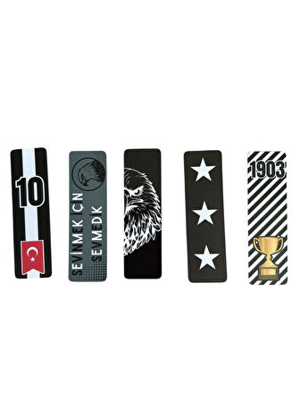 5 Adet Taraftar Kitap Ayracı - Siyah Beyaz (15 cm)