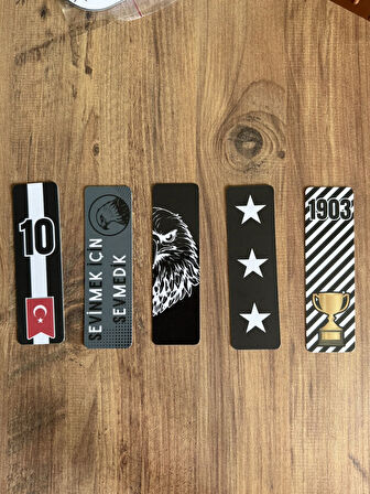 5 Adet Taraftar Kitap Ayracı - Siyah Beyaz (15 cm)