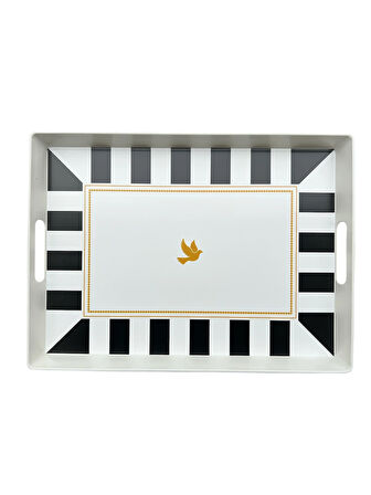 Çay Kahve Sunum Tepsisi, Çizgili Desen, Renkli, 1 Adet, 375x275 mm