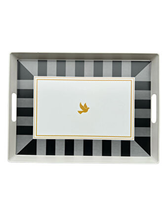 Çay Kahve Sunum Tepsisi, Çizgili Desen, Renkli, 1 Adet, 375x275 mm