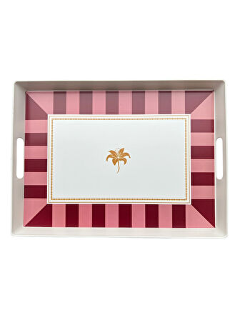 Çay Kahve Sunum Tepsisi, Çizgili Desen, Renkli, 1 Adet, 375x275 mm