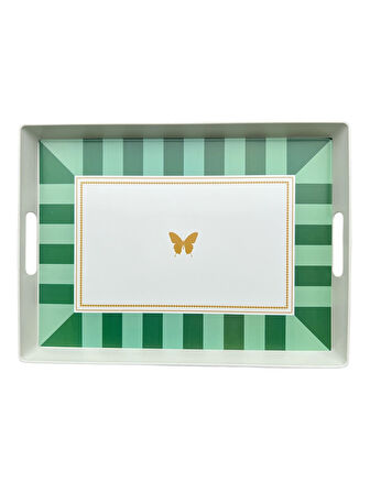 Çay Kahve Sunum Tepsisi, Çizgili Desen, Renkli, 1 Adet, 375x275 mm