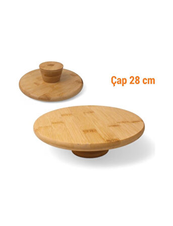 BLS Bambu Ayaklı Sunumluk, 28 cm Bambu Sunum Tabağı