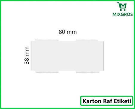 80x38 mm Karton Termal Raf Reyon Etiketi 1 Rulo: 1000 Adet Etiket 1 Koli: 50 Rulo Etiket
