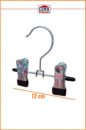 Ayarlanabilir Mandallı, Krom Metal Eşarp Askısı, Şapka Askısı \ 10 Adet \ 12 Cm