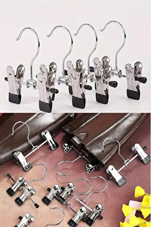 Ayarlanabilir Mandallı, Krom Metal Eşarp Askısı, Şapka Askısı \ 20 Adet \ 12 Cm