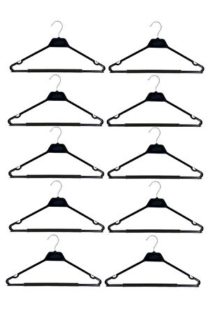Kuru Temizleme Askısı, Elbise Askısı, Süngerli Bar, 42 cm Siyah Renk, 20 Adet
