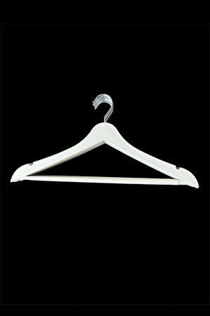 Ahşap Görünümlü Plastik Askı, Elbise Askısı, Takım Askısı, Kırık Beyaz 10 Adet, 44 Cm