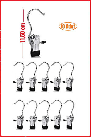 Metal Krom Kaplama Eşarp Askısı, Şal Askısı, Çok Amaçlı Askı (10 Adet)