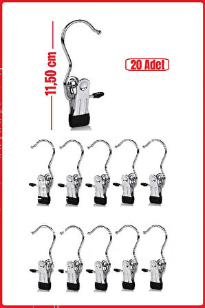 Metal Krom Kaplama Eşarp Askısı, Şal Askısı, Çok Amaçlı Askı ( 20 Adet )