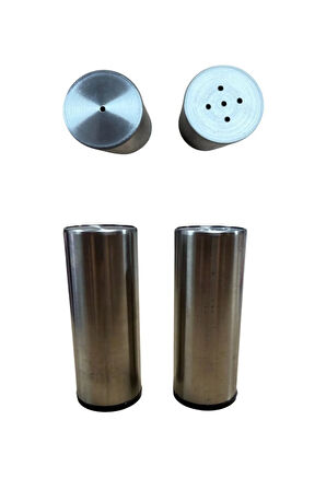 Çelik Tuzluk ve Karabiberlik Seti, 8 x 3 cm, 304 Çelik, Çevir Aç Doldurmalı, 2 Adet