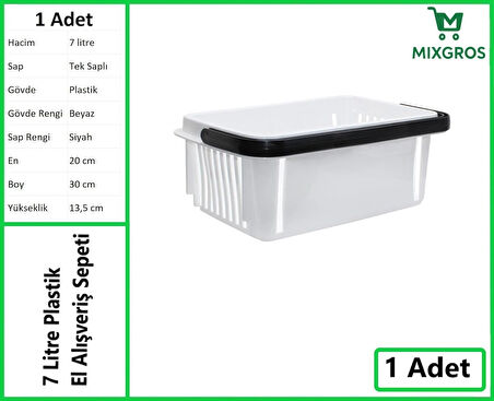 Plastik Kozmetik Alışveriş El Sepeti 7 Litre Beyaz  1 Adet