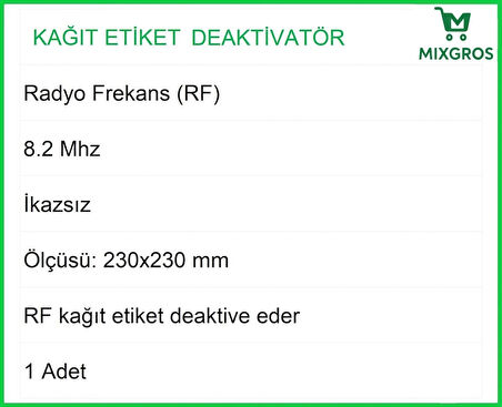 Kağıt Etiket Öldürücü Deaktivatör RF Radyo Frekans İkazsız