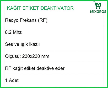 Kağıt Etiket Öldürücü Deaktivatör RF Radyo Frekans Ses ve Işık İkazlı