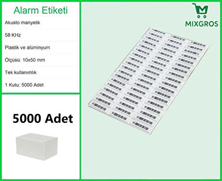 Akusto Manyetik DR Barkodlu Alarm Etiketi 1 Kutu: 5000 Adet