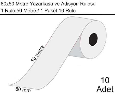 80x50 Metre Termal Yazarkasa ve Adisyon Rulosu 10 Adet