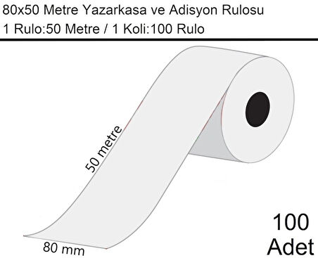 80x50 Metre Termal Yazarkasa ve Adisyon Rulosu 100 Adet