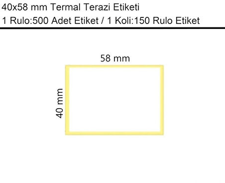 40x58 mm Termal Terazi Etiketi 1 Rulo:500 Adet Etiket 1 Koli:150 Rulo Etiket