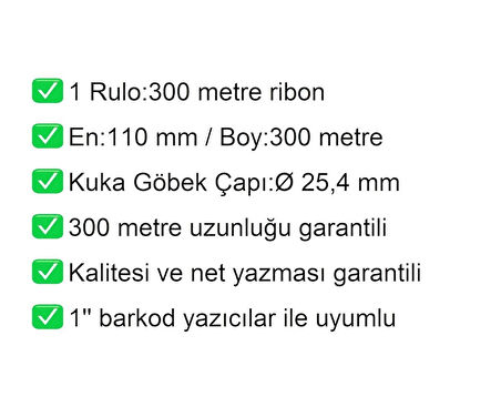 110x300 Metre Wax Ribon 1 Adet