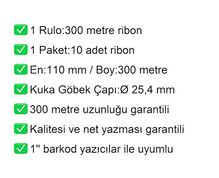 110x300 Metre Wax Ribon 10 Adet