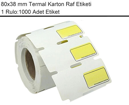 80x38 mm Karton Termal Raf Reyon Etiketi Sarı Fiyat Çerçeveli 1 Rulo:1000 Adet Etiket