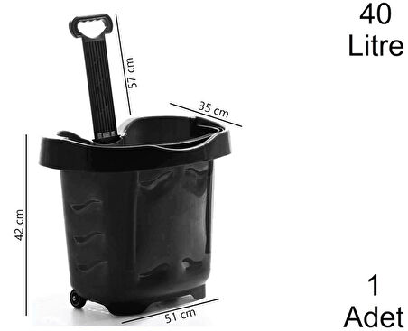 Tekerlekli Plastik Market Alışveriş El Sepeti 40 Litre Siyah 1 Adet
