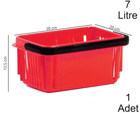 Plastik Kozmetik Alışveriş El Sepeti 7 Litre Kırmızı 1 Adet