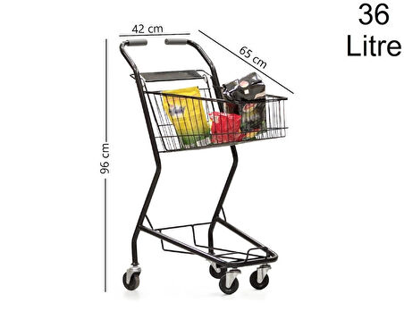 Minicart Şarküteri ve Kuruyemiş Metal Market Arabası 36 Litre Füme