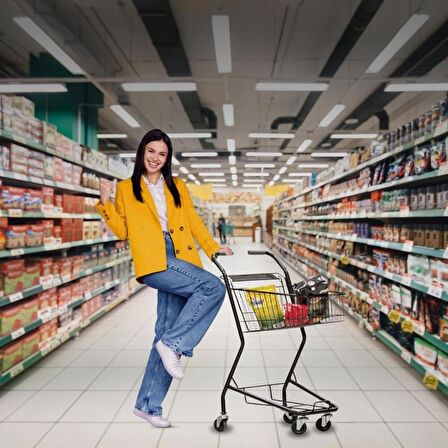 Minicart Şarküteri ve Kuruyemiş Metal Market Arabası 36 Litre Füme