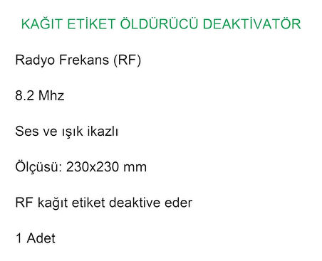 Kağıt Etiket Öldürücü Deaktivatör RF Radyo Frekans Ses ve Işık İkazlı
