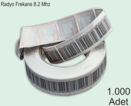 4x4 cm Barkodlu Alarm Etiketi RF Radyo Frekans 1 Rulo:1000 Adet