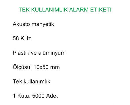 Akusto Manyetik DR Barkodlu Alarm Etiketi 1 Kutu:5000 Adet