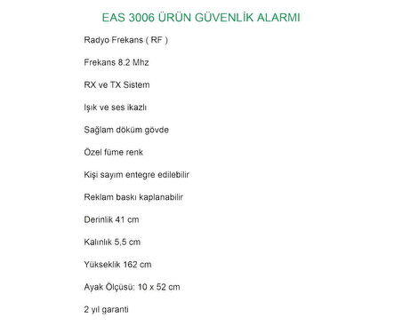 EAS 3006 Mağaza Hırsız Ürün Koruma Alarm Sistemi Radyo Frekans RF