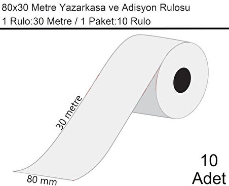 80x30 Metre Termal Yazarkasa ve Adisyon Rulosu 10 Adet