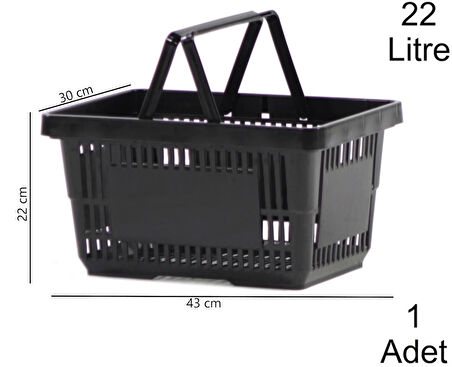 Plastik Market Alışveriş El Sepeti 22 Litre Siyah 1 Adet
